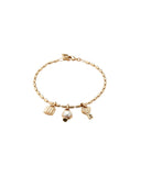 Lock, key, and pearl charm bracelet (silver or gold)