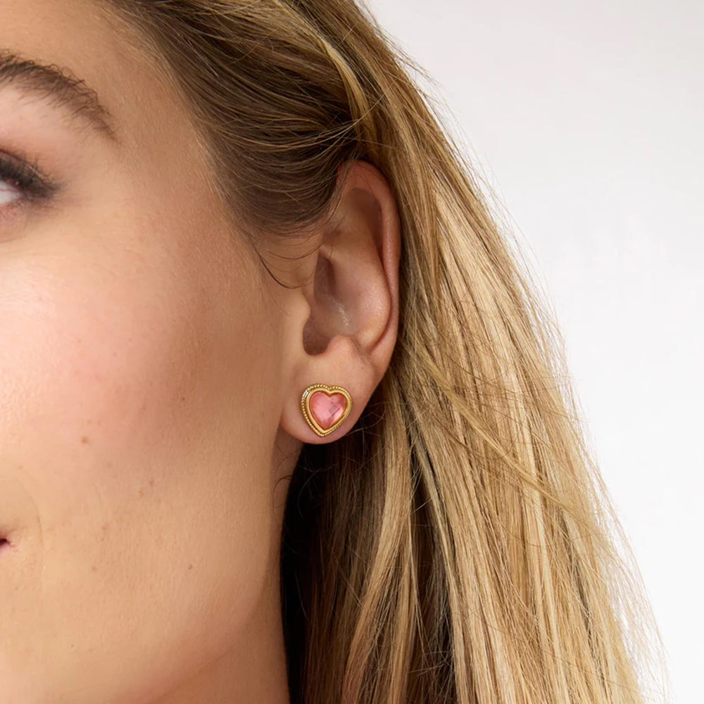 [LLOYD] 韓国アクセ☆10K Gold☆Magnet Heart Volume Earrings Medium Dot Heart Drop Earrings