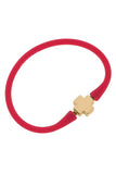 Bali 24K Gold Plated Cross Bead Silicone Bracelet (Assorted Colors)