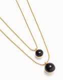 Pendant with double chain and black murano glass