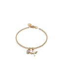 Beaded bracelet with multicolor crystal and butterfly charms (gold or silver)