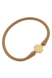 Bali 24K Gold Plated Cross Bead Silicone Bracelet (Assorted Colors)