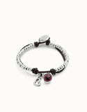 Bracelet with leather and purple murano glass
