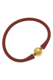 Bali 24K Gold Plated Ball Bead Silicone Bracelet (Assorted Colors)