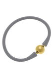 Bali 24K Gold Plated Ball Bead Silicone Bracelet (Assorted Colors)