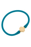 Bali 24K Gold Plated Cross Bead Silicone Bracelet (Assorted Colors)