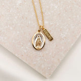 Lourdes Miraculous Mary Necklace, gold