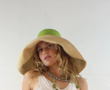 7" Brim Raffia Straw Sun Hat, Lime