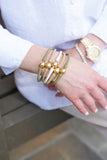 Bali 24K Gold Plated Ball Bead Silicone Bracelet (Assorted Colors)