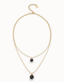 Pendant with double chain and black murano glass