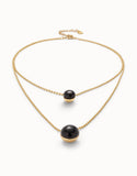 Pendant with double chain and black murano glass