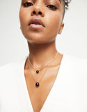 Pendant with double chain and black murano glass