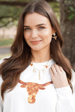Texas Longhorns Rhinestone Enamel Logo Earrings