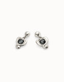 Drop earrings with a heart and black crystal (gold or silver)