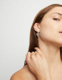 Drop earrings with a heart and black crystal (gold or silver)