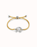 Cord bracelet with pearl, assorted (silver or gold)