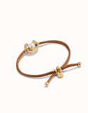 Cord bracelet with pearl, assorted (silver or gold)