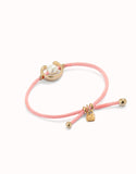 Cord bracelet with pearl, assorted (silver or gold)