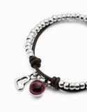 Bracelet with leather and purple murano glass