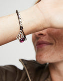 Bracelet with leather and purple murano glass