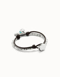 Bracelet with leather and green murano glass