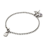 Beaded bracelet with multicolor crystal and butterfly charms (gold or silver)