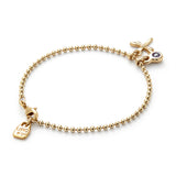 Beaded bracelet with multicolor crystal and butterfly charms (gold or silver)