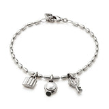 Lock, key, and pearl charm bracelet (silver or gold)