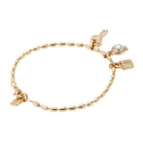 Lock, key, and pearl charm bracelet (silver or gold)