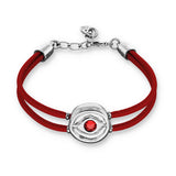 Red Leather Bracelet with red crystal eye (gold)