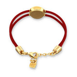 Red Leather Bracelet with red crystal eye (gold)