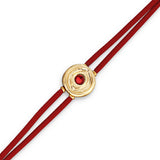 Red Leather Bracelet with red crystal eye (gold)