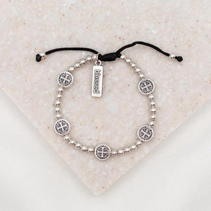 Birthday Blessing Bracelet, Benedictine, silver / silver