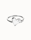 Bangle bracelet with heart detail, silver