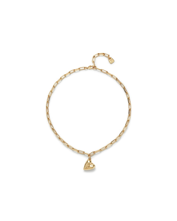 Mid-sized link necklace with dangling heart (gold or silver)
