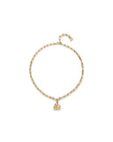 Mid-sized link necklace with dangling heart (gold or silver)