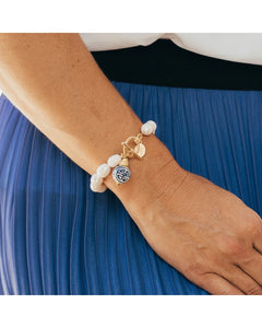 Blue & White Pearl Bracelet