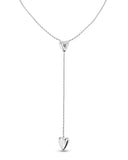 Long adjustable chain necklace with two hearts, silver