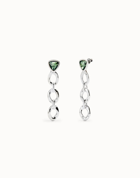 Drop earrings with green crystal