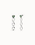 Drop earrings with green crystal