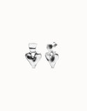 Small heart stud earrings, silver