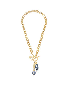 Blue & White Bamboo Toggle Necklace