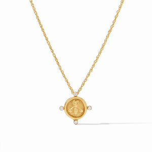 Bee Cameo Solitaire Necklace, Cubic Zirconia