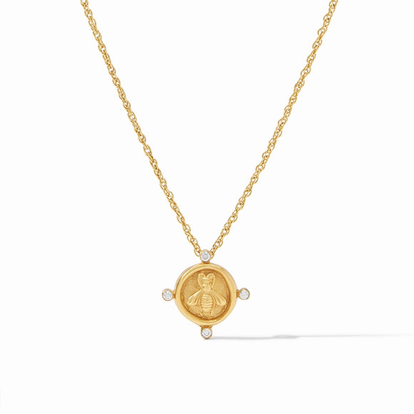 Bee Cameo Solitaire Necklace, Cubic Zirconia