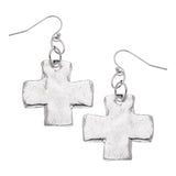 Square Cross Earrings (silver or gold)