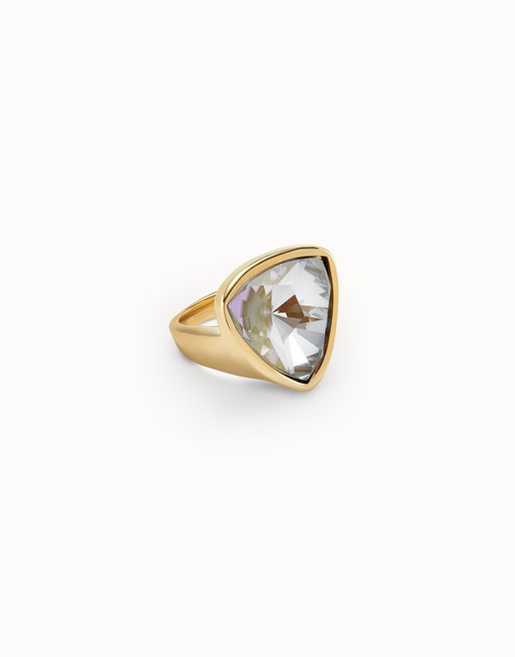 Large triangular ring with crystals (gold)