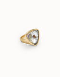 Large triangular ring with crystals (gold)