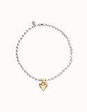 Beaded short necklace with heart detail, gold