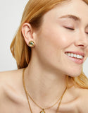 Stud earrings with verde crystal, gold