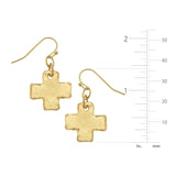 Mini Square Cross Earrings, gold